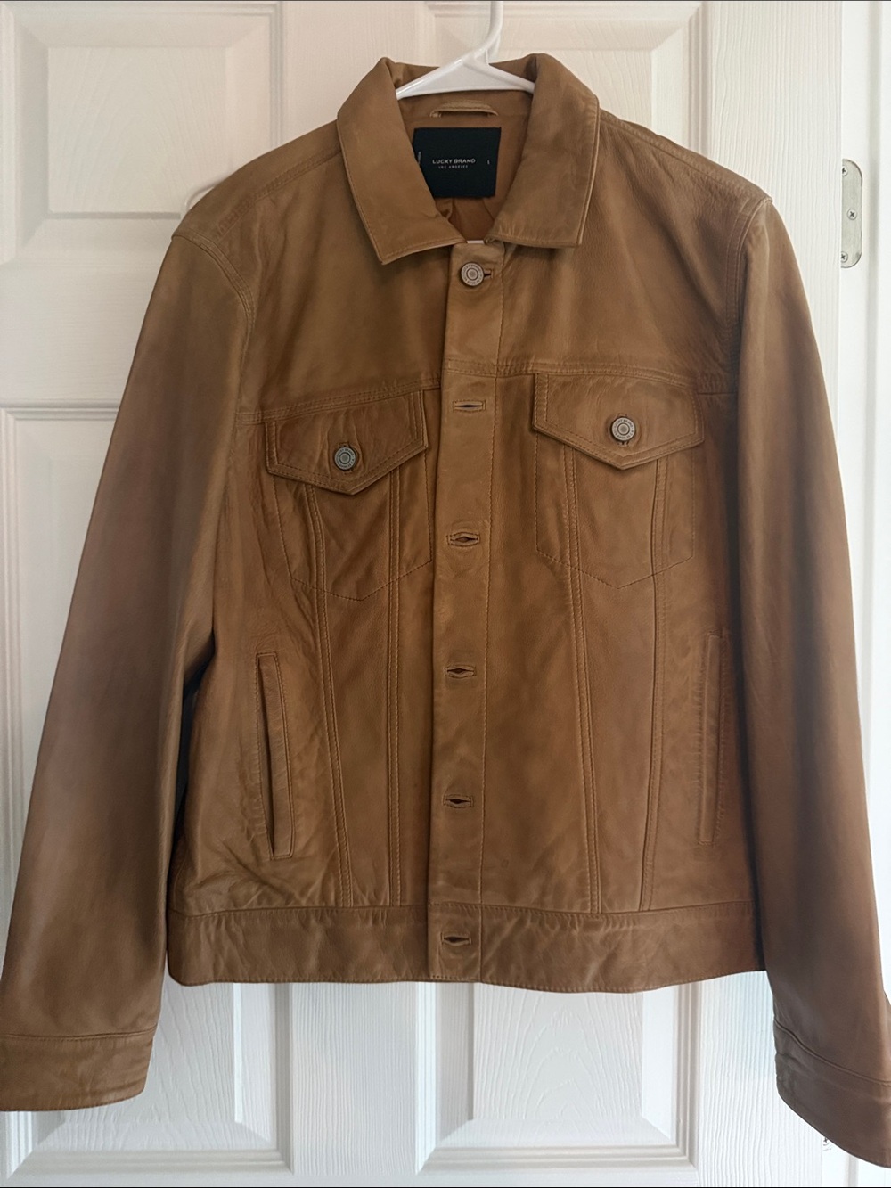 Lucky Brand women’s Tan Brown Lamb Leather Jacket size Large